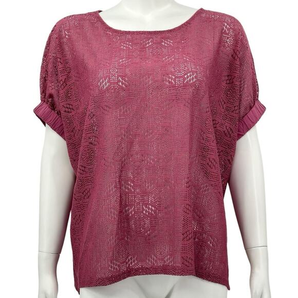 Anthropologie Tops - Akemi + Kin Anthropologie Top Womens XS Small Bratton Lace Mauve Oversized Boho
